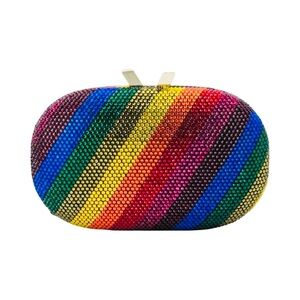 Olga Berg Pot of Gold Rainbow Crystal Bag - 4.75”H x 7.5”W x 2.75”D